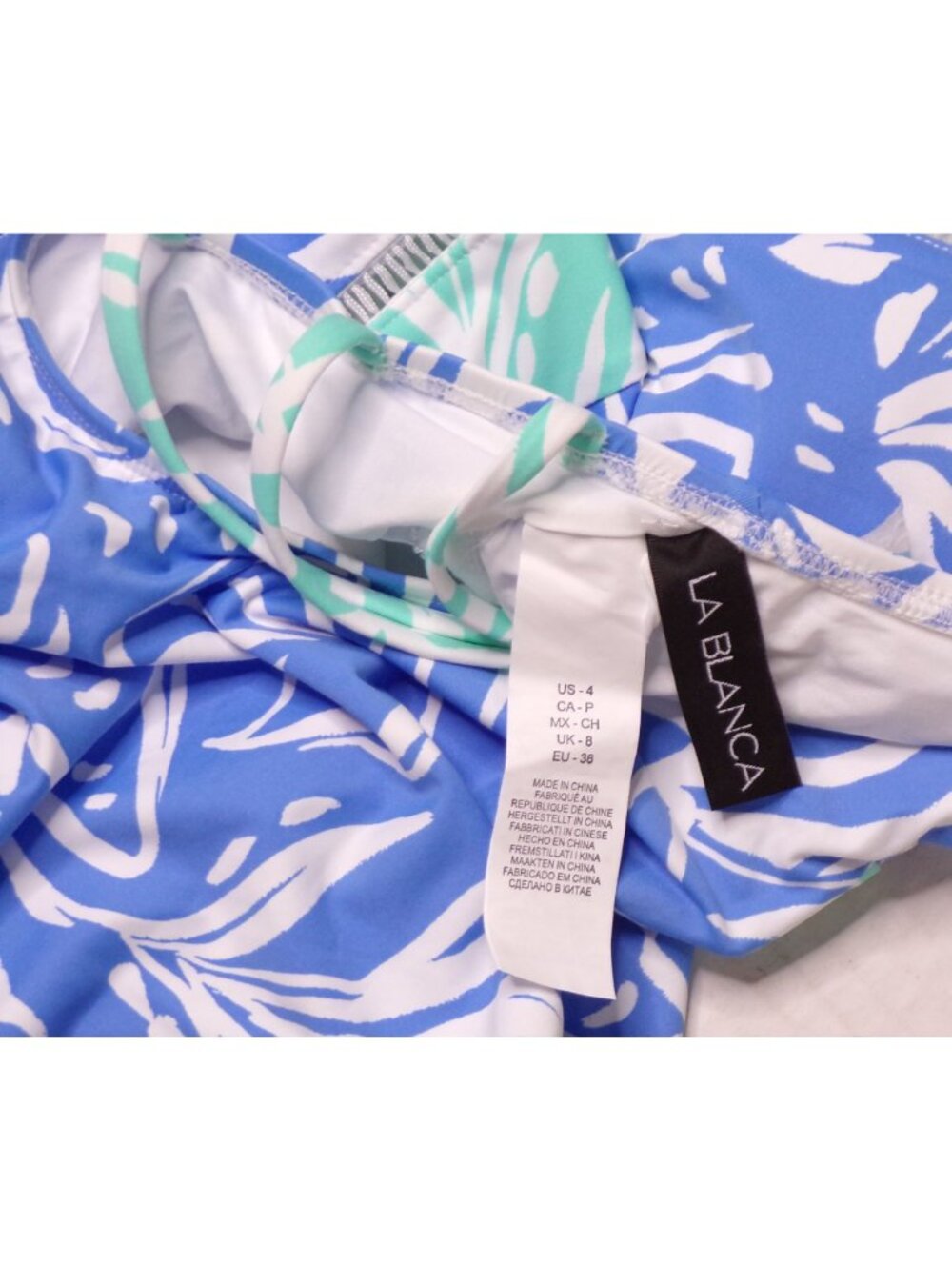🆕LA BLANCA Beachside Bay Cross Back One Piece Tummy Control Swimsuit Blue 4 - Picture 7 of 7